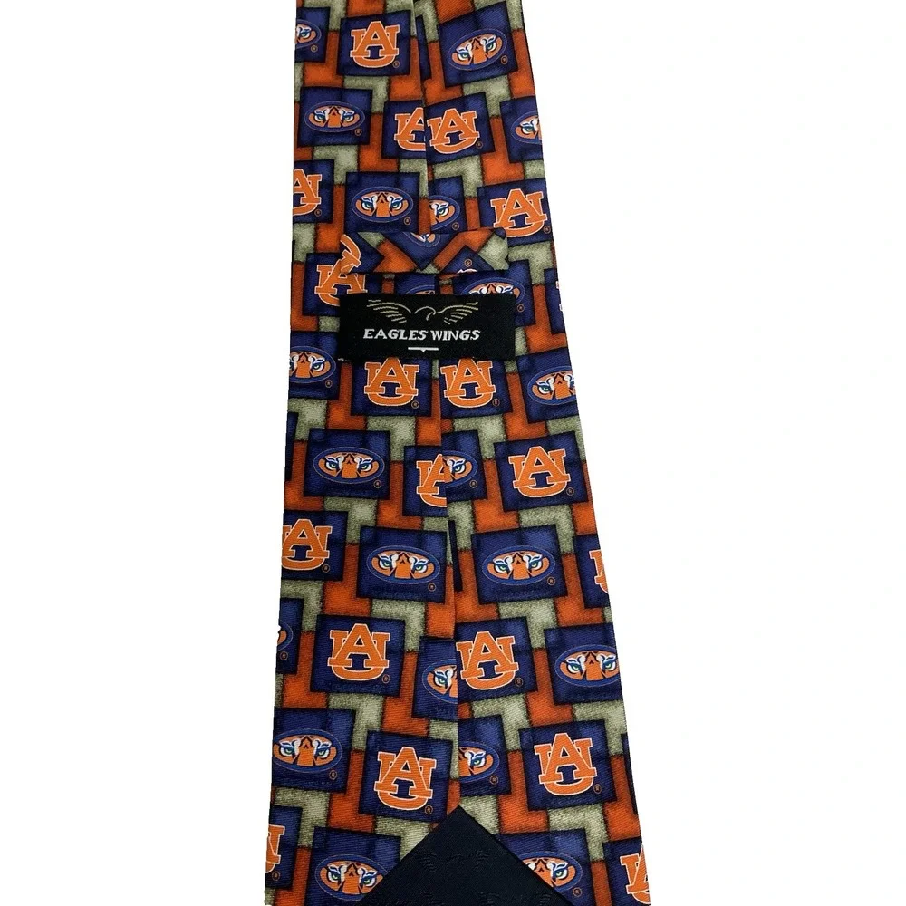 Vintage Auburn Tigers Silk Tie Eagles Wings NCAA Football‎ Geometric Novelty 57